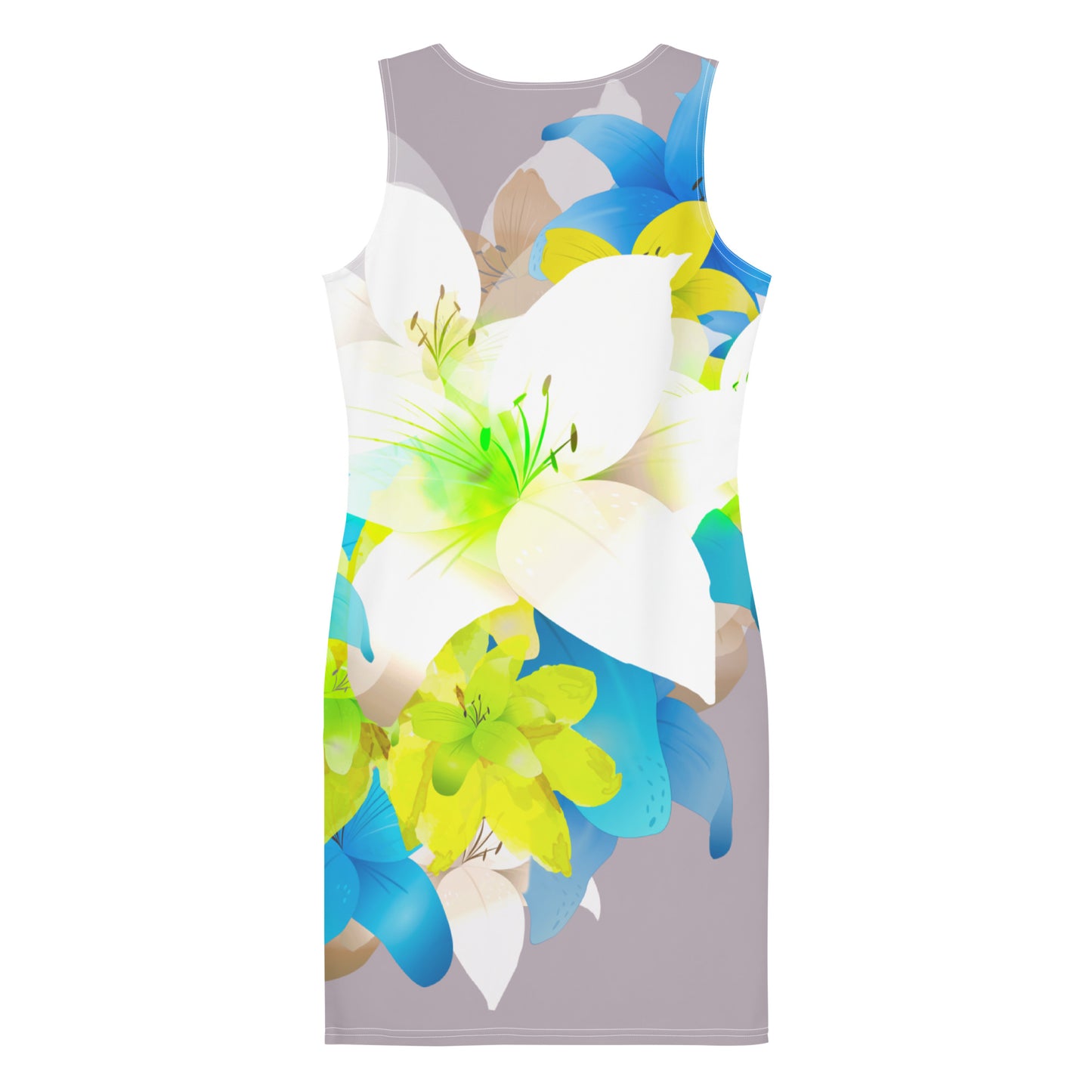 AFA Painting White Lily Flowers Summer Dress