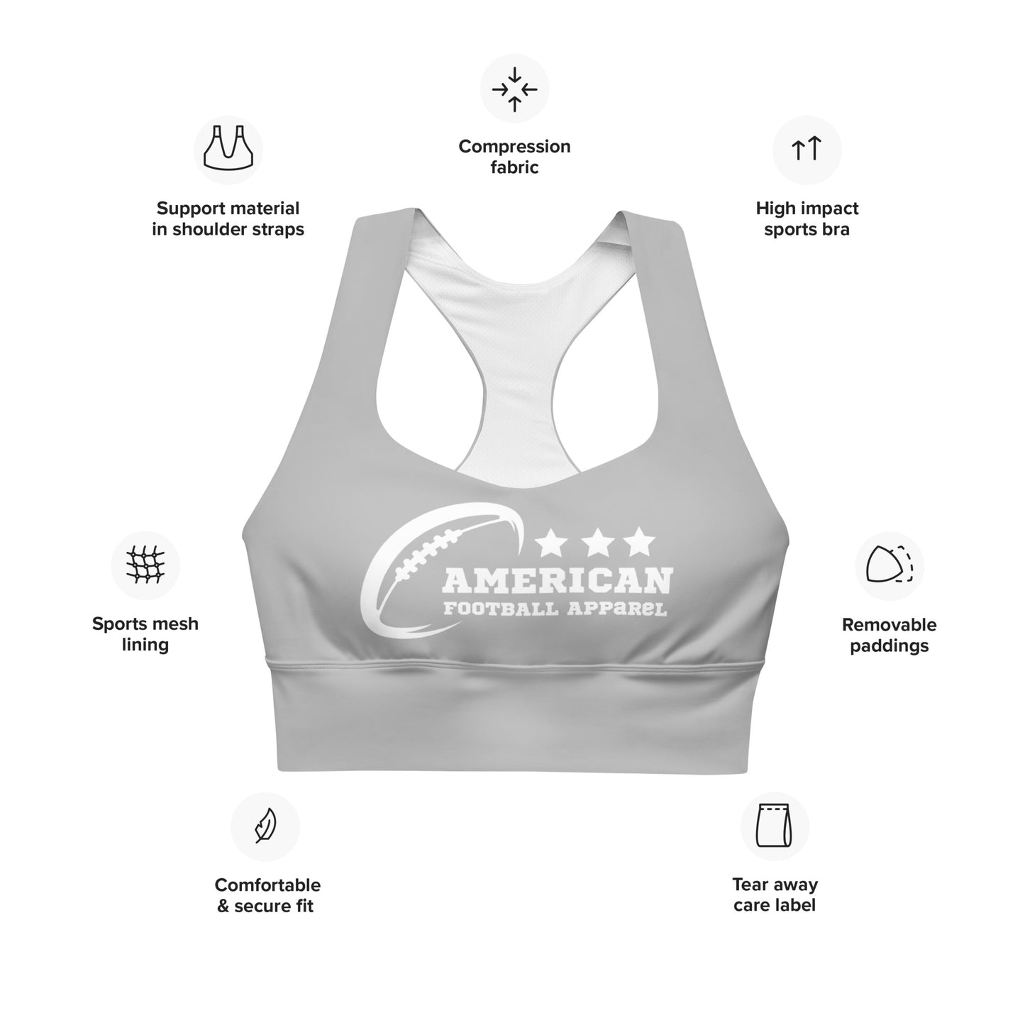AFA Basics Silver Longline sports bra