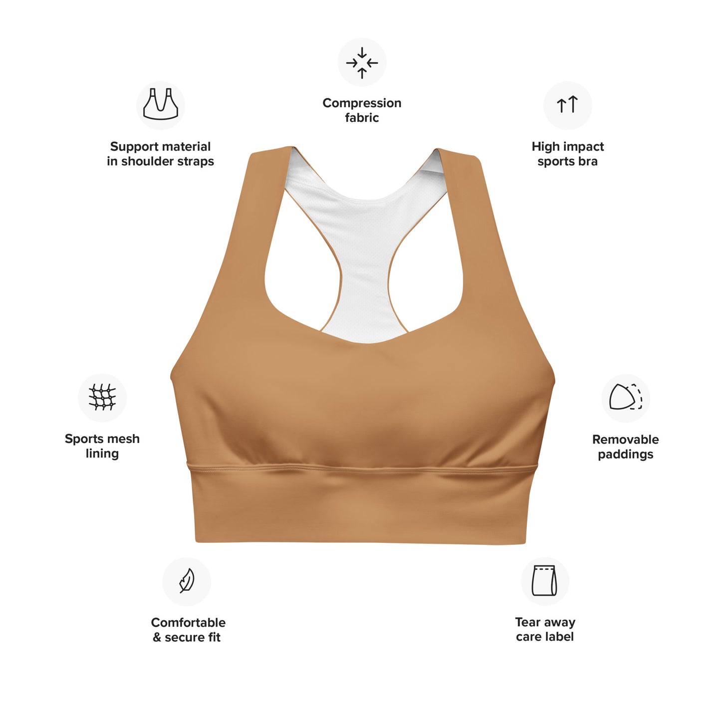 AFA Basics Solid Neutral Nude Longline sports bra