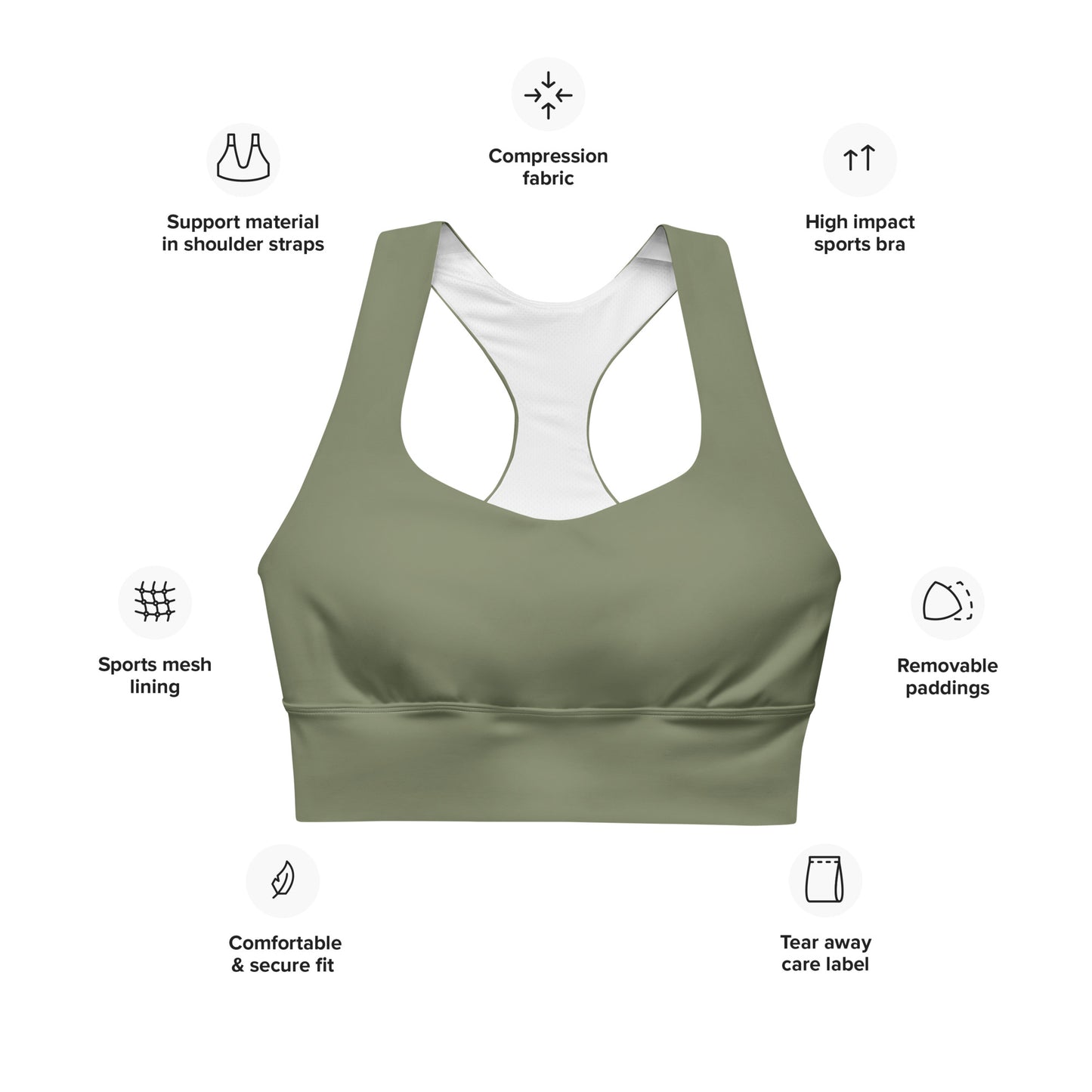 AFA Basics Solid Finch Longline sports bra
