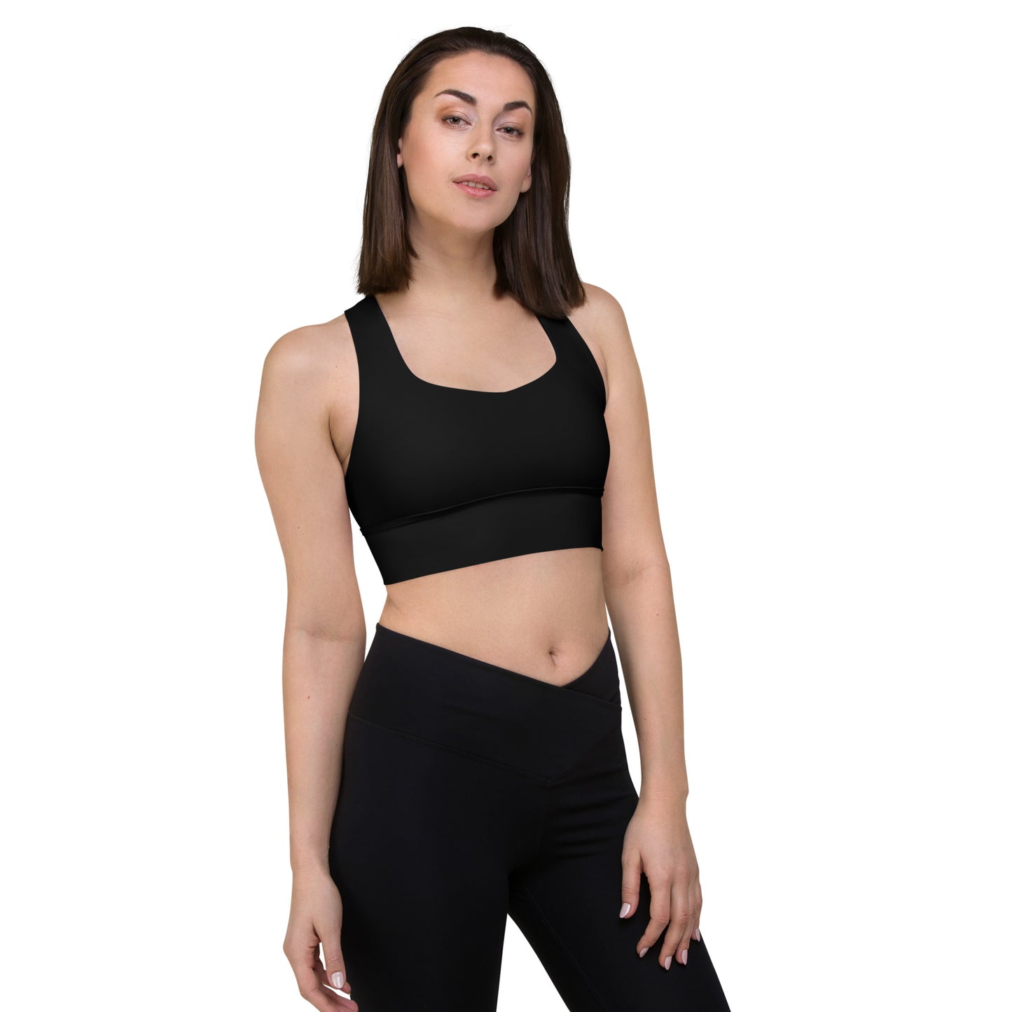 AFA Basics Solid Neutral Black Longline sports bra
