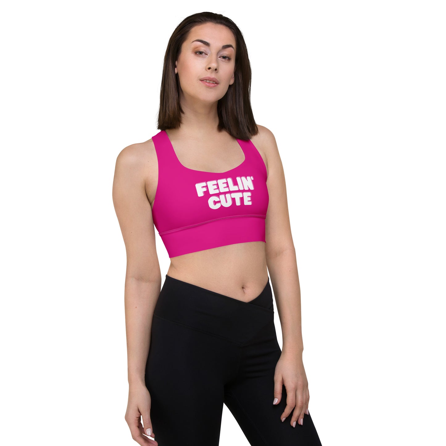 Feelin' CUTE Hot Pink Barbie Style Longline sports bra