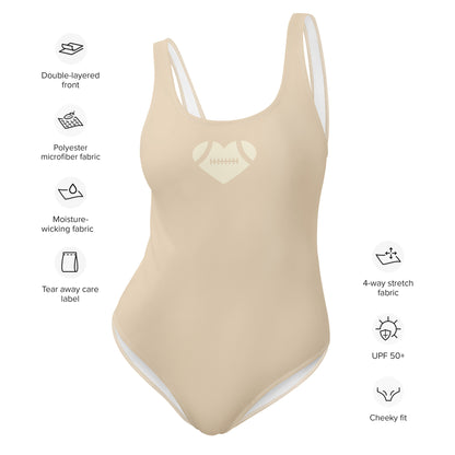 AFA Basics Solid Color Neutral Champagne One-Piece Swimsuit