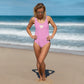 AFA Basics Solid Color Lavender Rose One-Piece Swimsuit