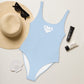 AFA Basics Solid Color Pattens Blue One-Piece Swimsuit