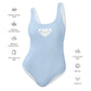 AFA Basics Solid Color Pattens Blue One-Piece Swimsuit