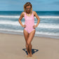 AFA Logo Basics Solid Color Cotton Candy One-Piece Swimsuit