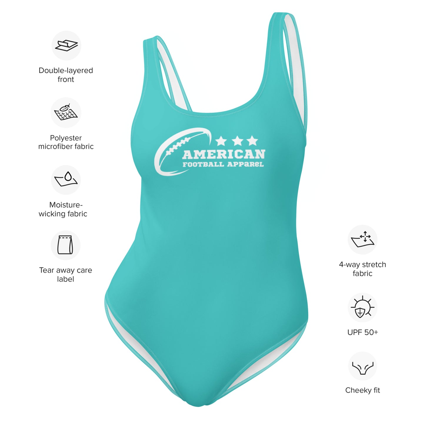 AFA Logo Basics Solid Color Dark Turquoise One-Piece Swimsuit