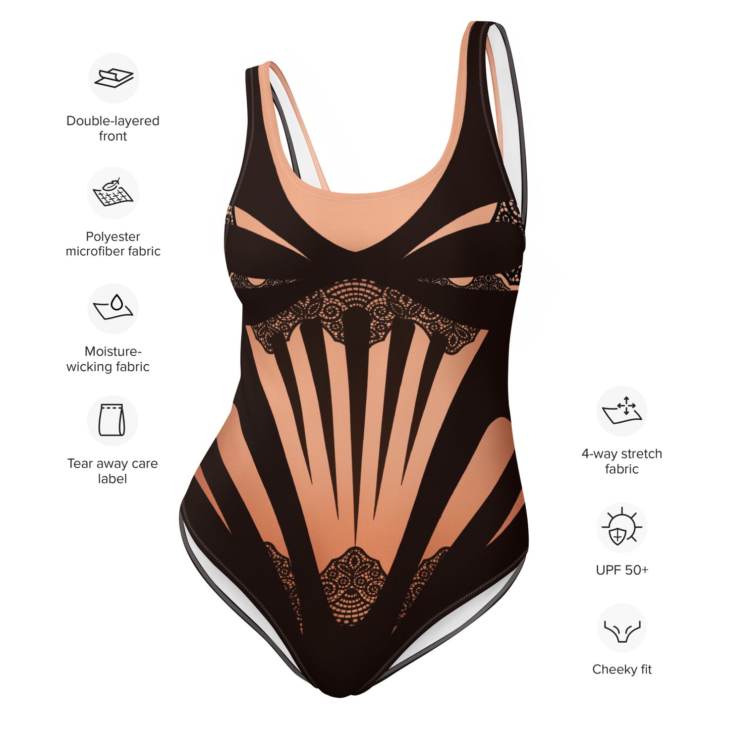 AFA The Eye Of the Tiger Faux Corset Lace One-Piece Swimsuit