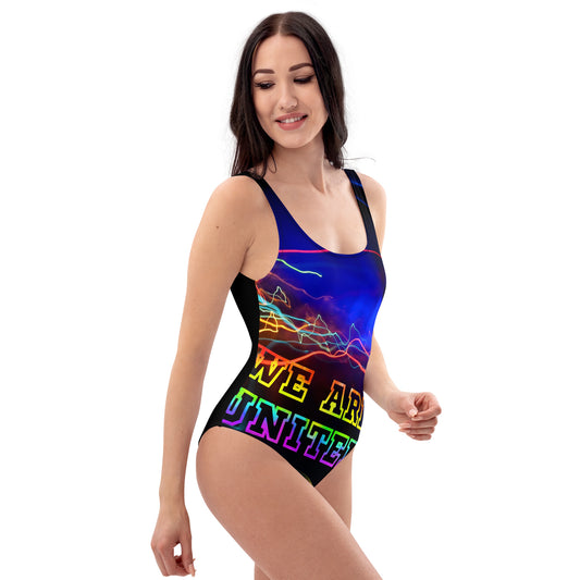 AFA PRIDE Electric Neon Black Back One-Piece Swimsuit