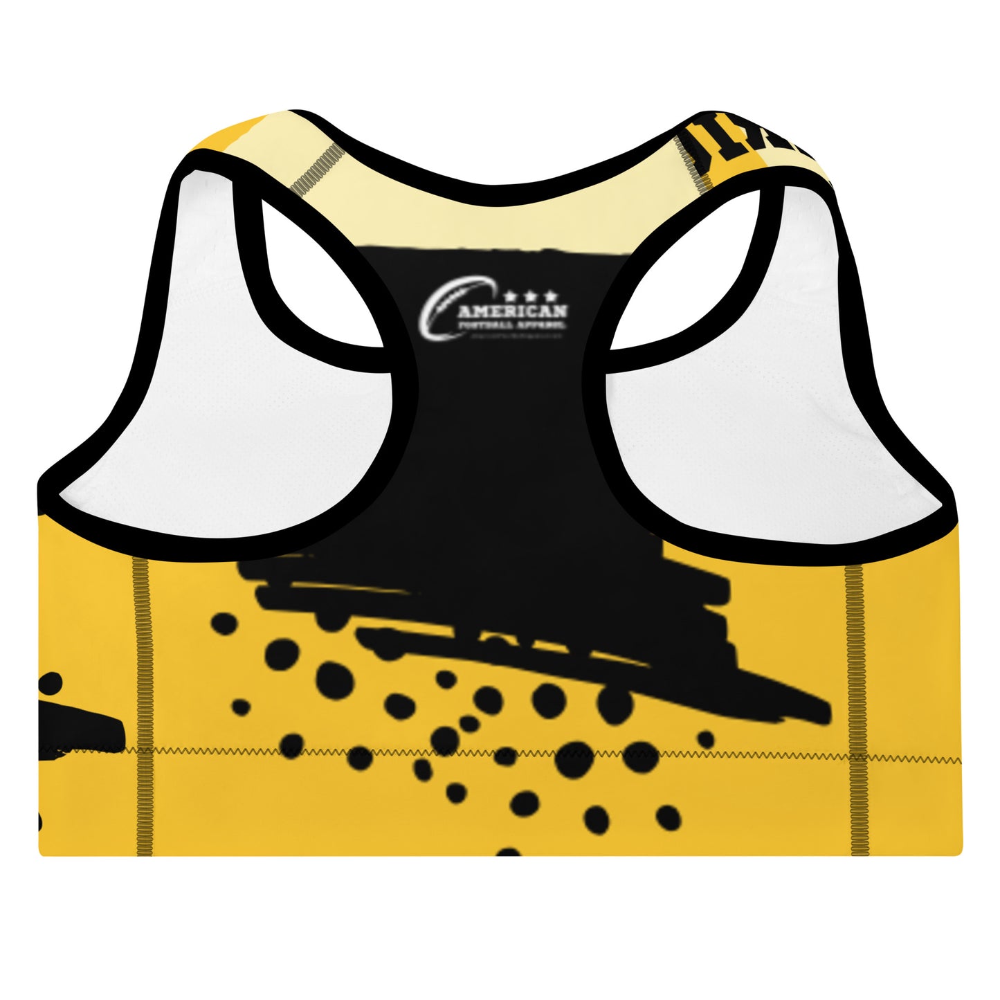 AFA Abstract Pattern 4 Black and Yellow Padded Sports Bra