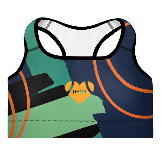 AFA Abstract Pattern 2 Navy and Green Padded Sports Bra