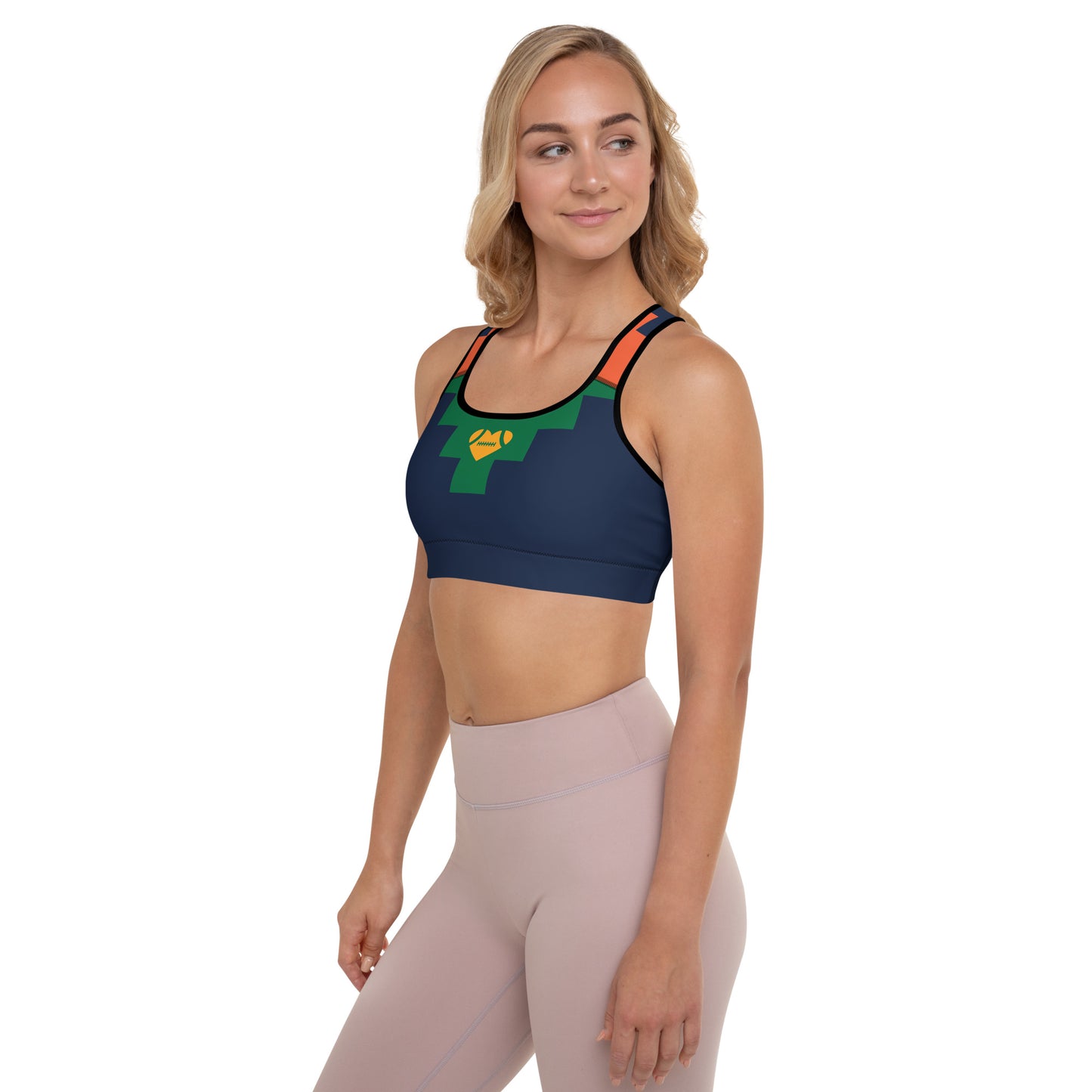 AFA Abstract Pattern 8 Signature Navy and Green Padded Sport Bra