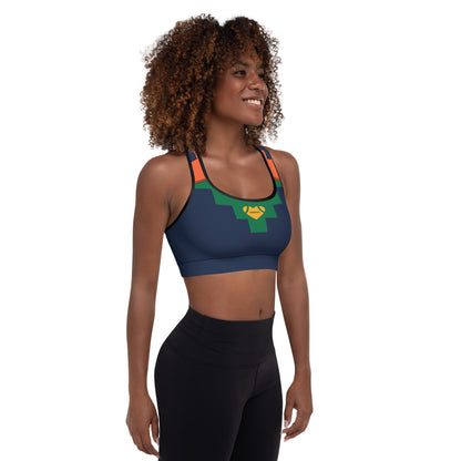 AFA Abstract Pattern 8 Signature Navy and Green Padded Sport Bra