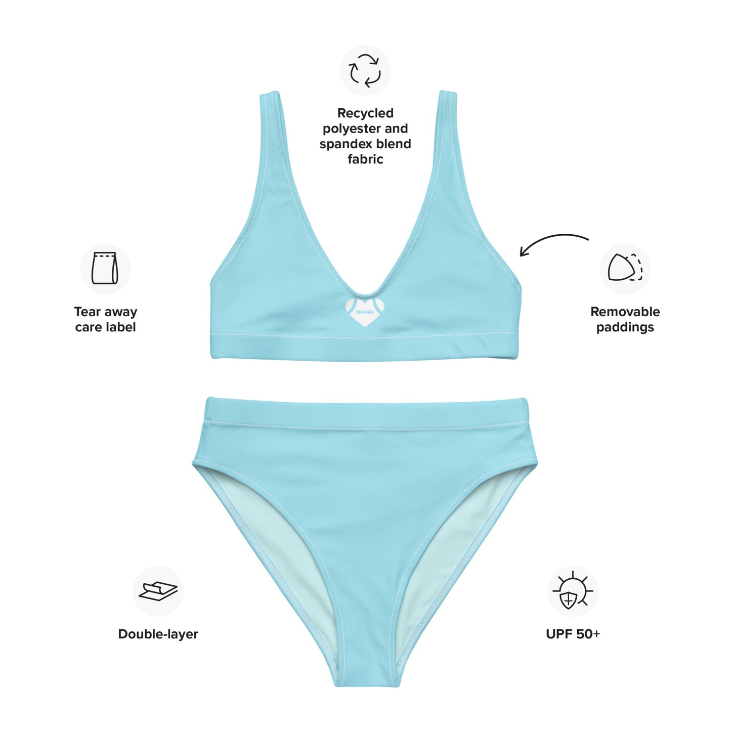 AFA Basics Solid Blizzard Blue Recycled High-waisted Bikini