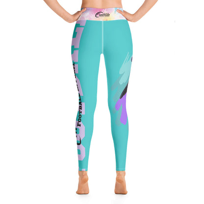 AFA Big Flower Dark Turquoise Typography Yoga Leggings