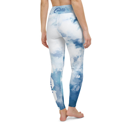 AFA Light Blue Tie Dye Typography Yoga Leggings