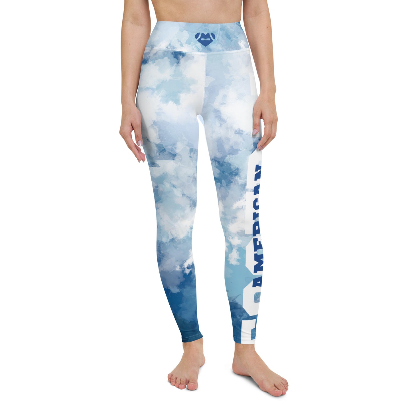 AFA Light Blue Tie Dye Typography Yoga Leggings
