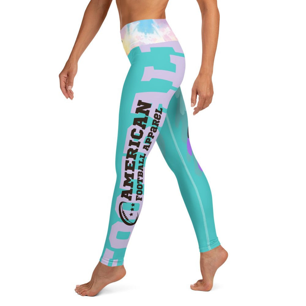 AFA Big Flower Dark Turquoise Typography Yoga Leggings