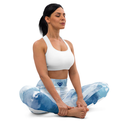 AFA Light Blue Tie Dye Typography Yoga Leggings