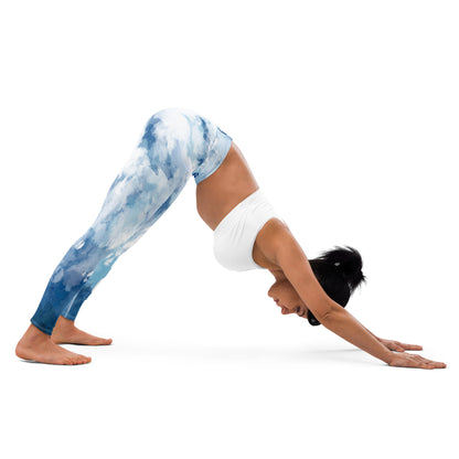 AFA Light Blue Tie Dye Typography Yoga Leggings