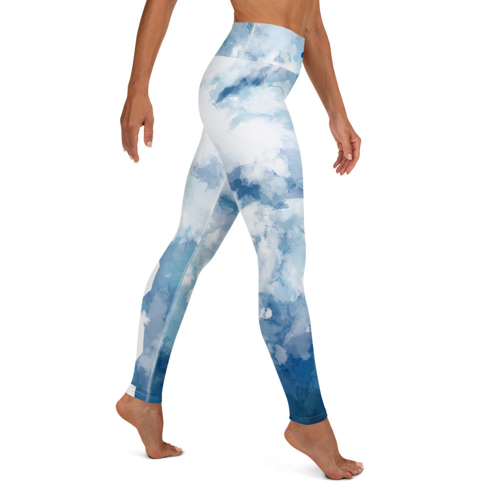 AFA Light Blue Tie Dye Typography Yoga Leggings