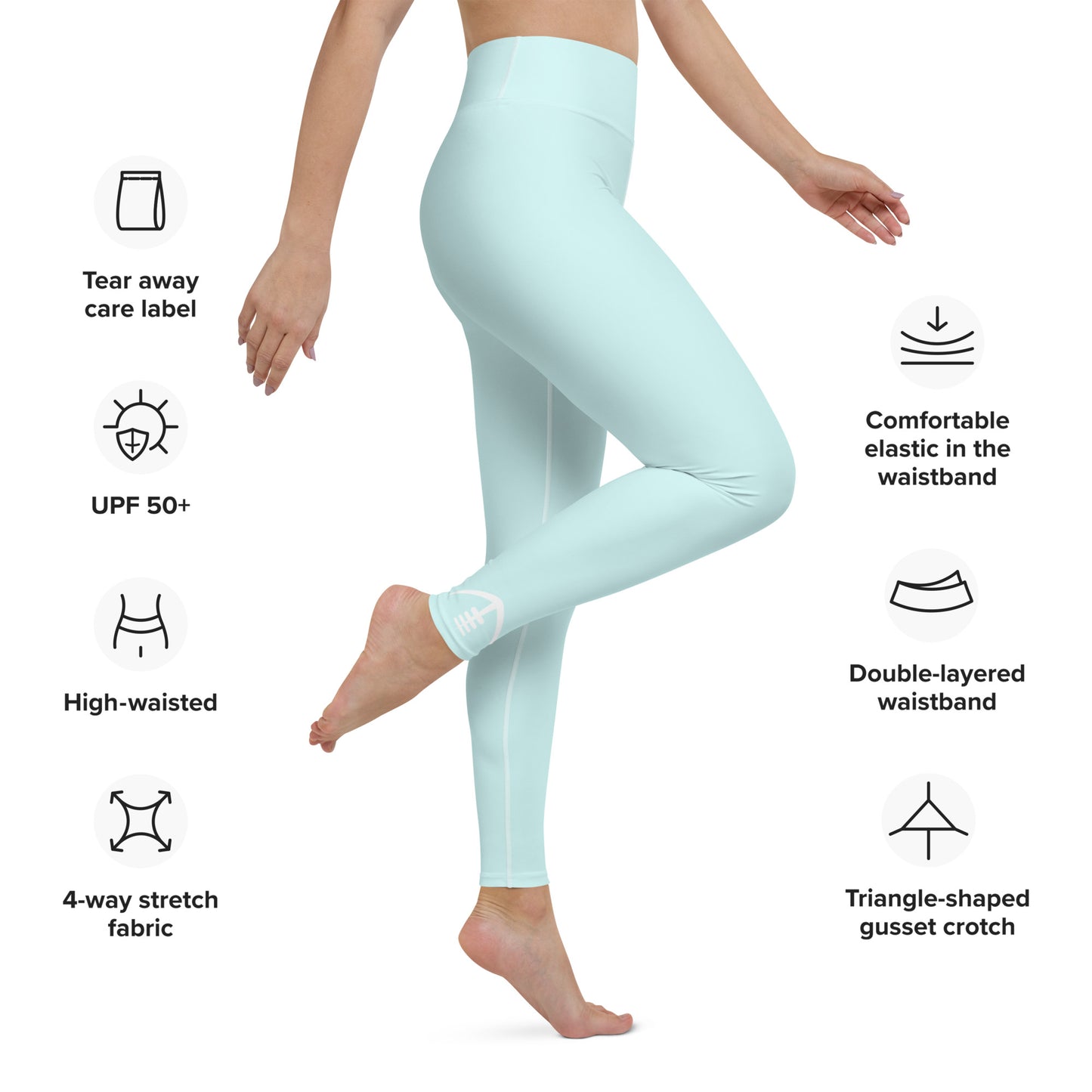 AFA Basics Light Cyan Solid Yoga Leggings