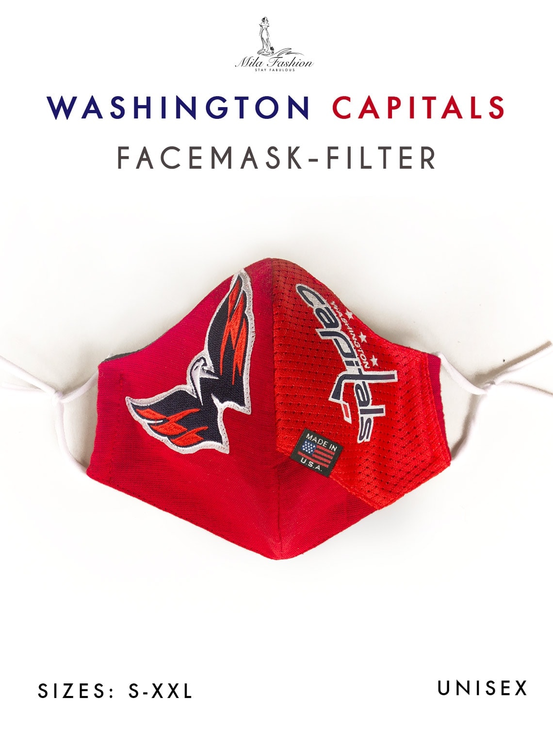NHL WASHINGTON CAPITALS TEAM: EXTRA LARGE Facemask Filter + Lanyard